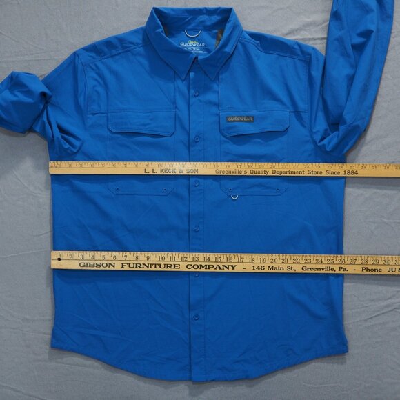 Cabelas Shirt Men Extra Large Blue Guidewear Fisherman Vented Ripstop Roll Tab - Picture 6 of 14